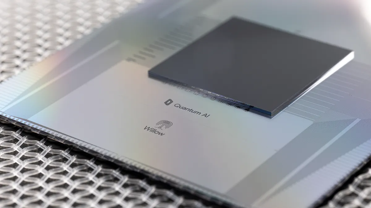 Close-up of Google’s Willow quantum processor